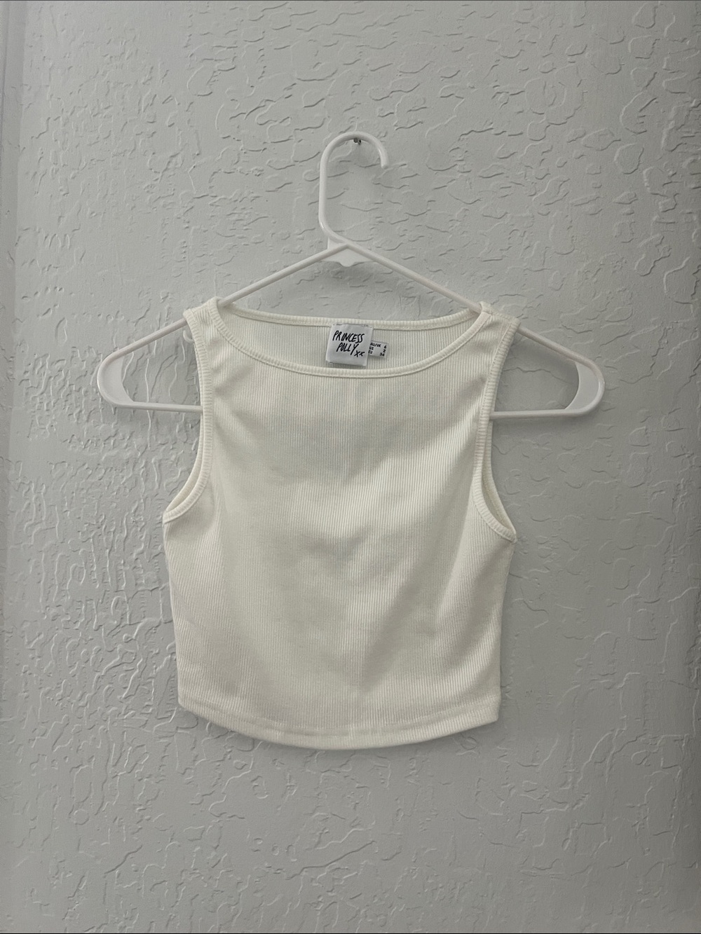 Princess Polly  Sleeveless Ribbed Crop Tank - Ivory